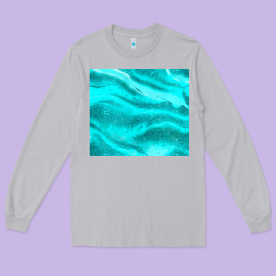 Turquoise Glitter Long Sleeve Tee Designed By Jahusdesignshop