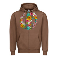 Chestnut floral peace sign with gemstone Zipper Hoodie - Artiststas