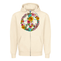 Sandshell floral peace sign with gemstone Zipper Hoodie - Artiststas