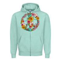 Seafoam floral peace sign with gemstone Zipper Hoodie - Artiststas