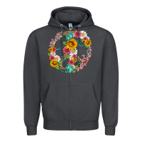Smoke floral peace sign with gemstone Zipper Hoodie - Artiststas