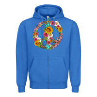 True Royal floral peace sign with gemstone Zipper Hoodie - Artiststas