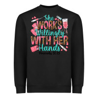 Black she works willingly with her hands Heavyweight Sweatshirt - texasbilliewilder