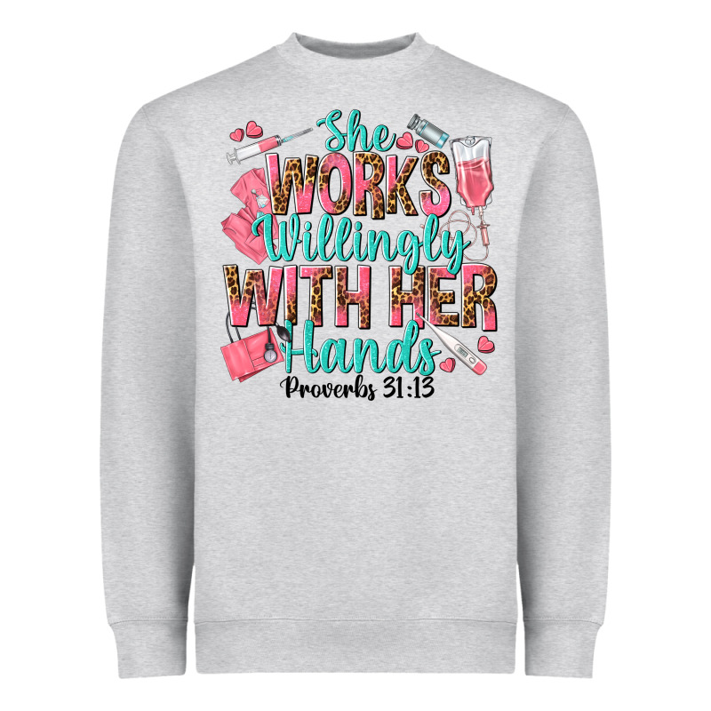 She Works Willingly With Her Hands Heavyweight Sweatshirt by texasbilliewilder | Teevron