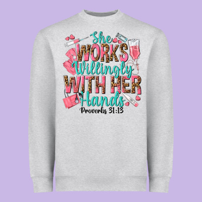 She Works Willingly With Her Hands Heavyweight Sweatshirt Designed By Texasbilliewilder
