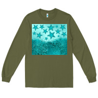 Army Green turquoise glitter star Long Sleeve Tee - JahusDesignShop