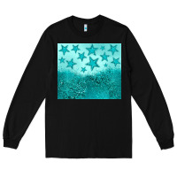 Black turquoise glitter star Long Sleeve Tee - JahusDesignShop