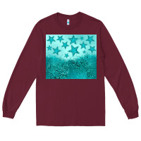 Burgundy turquoise glitter star Long Sleeve Tee - JahusDesignShop