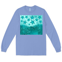 Colony Blue turquoise glitter star Long Sleeve Tee - JahusDesignShop