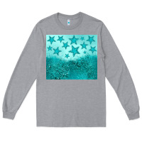 Heather Grey turquoise glitter star Long Sleeve Tee - JahusDesignShop