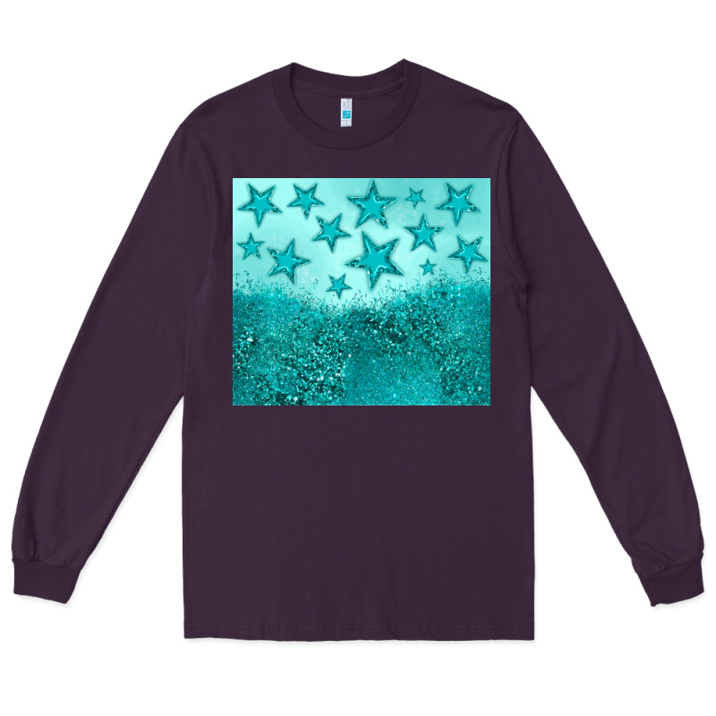 Turquoise Glitter Star Long Sleeve Tee by JahusDesignShop | Teevron