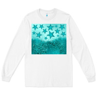 White turquoise glitter star Long Sleeve Tee - JahusDesignShop