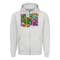 Dove Grey cactus peace sign flowers and tie dye Zipper Hoodie - Artiststas