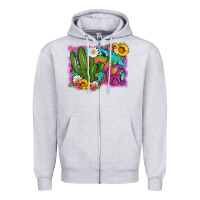 Heather Grey cactus peace sign flowers and tie dye Zipper Hoodie - Artiststas