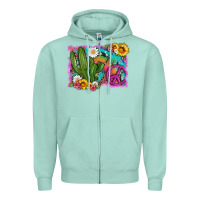 Seafoam cactus peace sign flowers and tie dye Zipper Hoodie - Artiststas