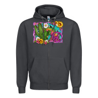 Smoke cactus peace sign flowers and tie dye Zipper Hoodie - Artiststas