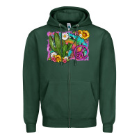 Sports Green cactus peace sign flowers and tie dye Zipper Hoodie - Artiststas