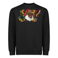 Black african american santa joy with sunflowers Heavyweight Sweatshirt - RanaPortraitStore