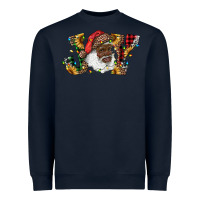Navy african american santa joy with sunflowers Heavyweight Sweatshirt - RanaPortraitStore