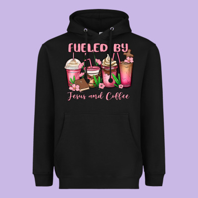 Fueled By Jesus And Coffee Heavyweight Hoodie Designed By Maliassmallbusiness
