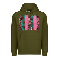 Army Green valentine's leopard brushstroke Premium Hoodie - AdoDesignShop