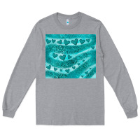 Heather Grey turquoise glitter heart Long Sleeve Tee - JahusDesignShop