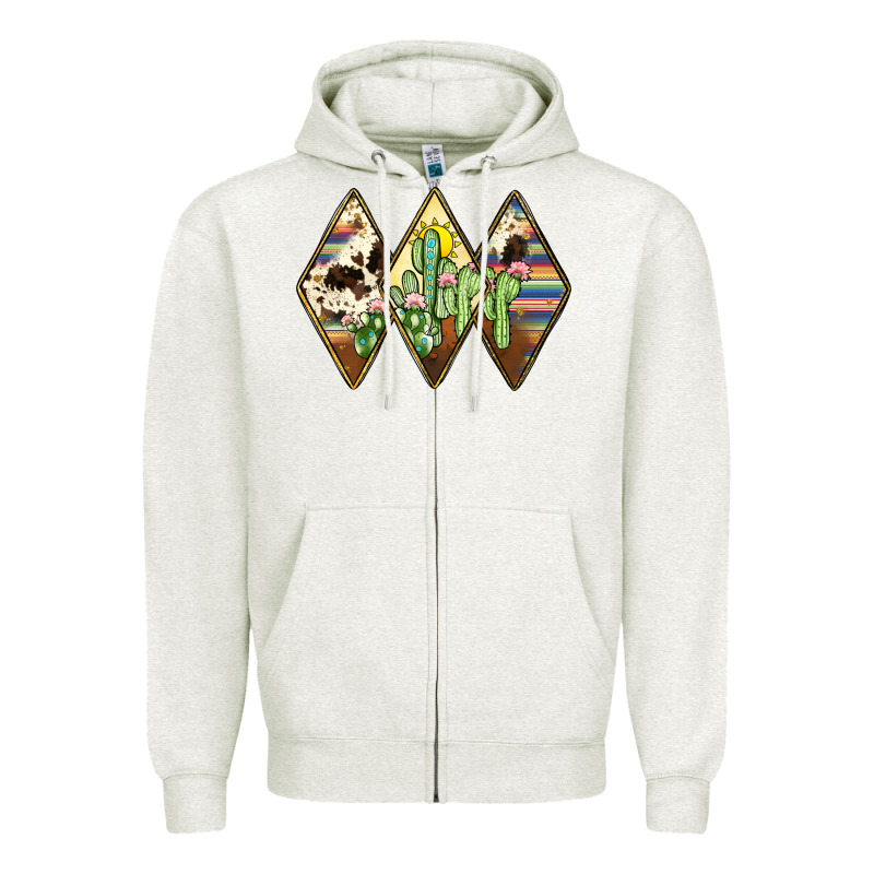 Cactus Serape Cowhide Zipper Hoodie by JahusDesignShop | Teevron