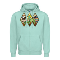 Seafoam cactus serape cowhide Zipper Hoodie - JahusDesignShop