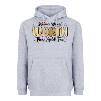 Heather Grey know your worth Heavyweight Hoodie - MaliasSmallBusiness