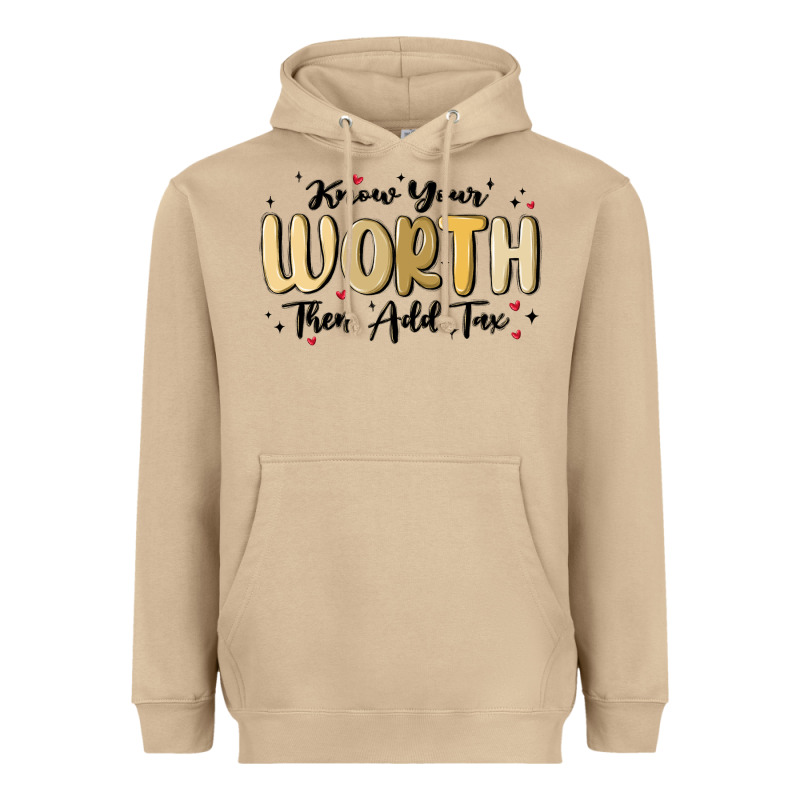 Know Your Worth Heavyweight Hoodie by MaliasSmallBusiness | Teevron