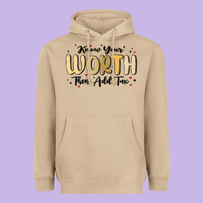 Know Your Worth Heavyweight Hoodie Designed By Maliassmallbusiness