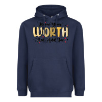 Navy know your worth Heavyweight Hoodie - MaliasSmallBusiness