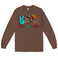 Chestnut peace love dia de los muertos Long Sleeve Tee - AdoDesignShop