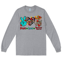 Heather Grey peace love dia de los muertos Long Sleeve Tee - AdoDesignShop