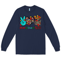Navy peace love dia de los muertos Long Sleeve Tee - AdoDesignShop