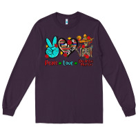 Plum peace love dia de los muertos Long Sleeve Tee - AdoDesignShop