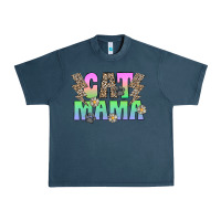 Midnight Navy cat mama Urban Heavy Tee - CowhideDigitalArt