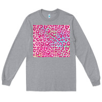 Heather Grey pink leopard glitter Long Sleeve Tee - JahusDesignShop