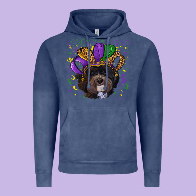 Vintage Hoodie mardi gras hat havanese dog