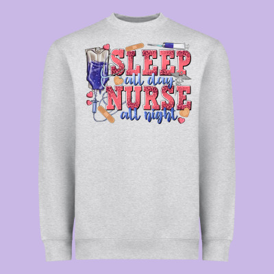 Sleep All Day Nurse All Night Heavyweight Sweatshirt Designed By Texasbilliewilder