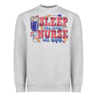 Heather Grey sleep all day nurse all night Heavyweight Sweatshirt - texasbilliewilder