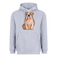 Heather Grey bulldog Heavyweight Hoodie - MaliasSmallBusiness