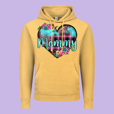 Mommy Leopard Turquoise Heart Vintage Hoodie Designed By Jahusdesignshop