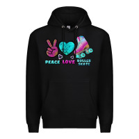 Black peace love roller skate Premium Hoodie - BundleAndBundleShop