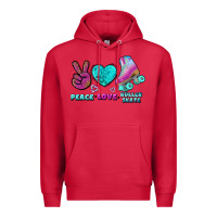 Cardinal peace love roller skate Premium Hoodie - BundleAndBundleShop