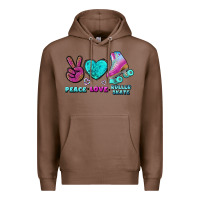 Chestnut peace love roller skate Premium Hoodie - BundleAndBundleShop