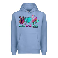 Colony Blue peace love roller skate Premium Hoodie - BundleAndBundleShop