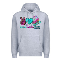 Heather Grey peace love roller skate Premium Hoodie - BundleAndBundleShop