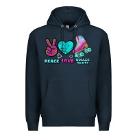 Navy peace love roller skate Premium Hoodie - BundleAndBundleShop
