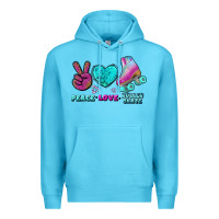 Ocean Blue peace love roller skate Premium Hoodie - BundleAndBundleShop